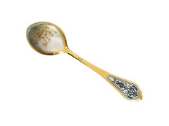 Серебряная ложка десертная Знак зодиака «Телец» с золочением